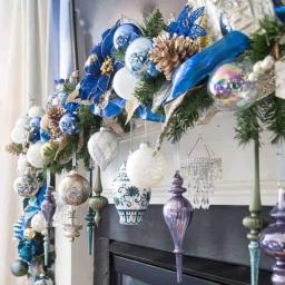 Natal glitter 20 peças ornamento de árvore de natal enfeites de flores artificiais de natal casamento ornamentos de casamento azul - Image 5