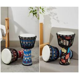 Tambor de mão africano com padrões artísticos coloridos, resina ABS para crianças, instrumento de percussão, corpo tambor africano, 8 in, 4 in - Image 6
