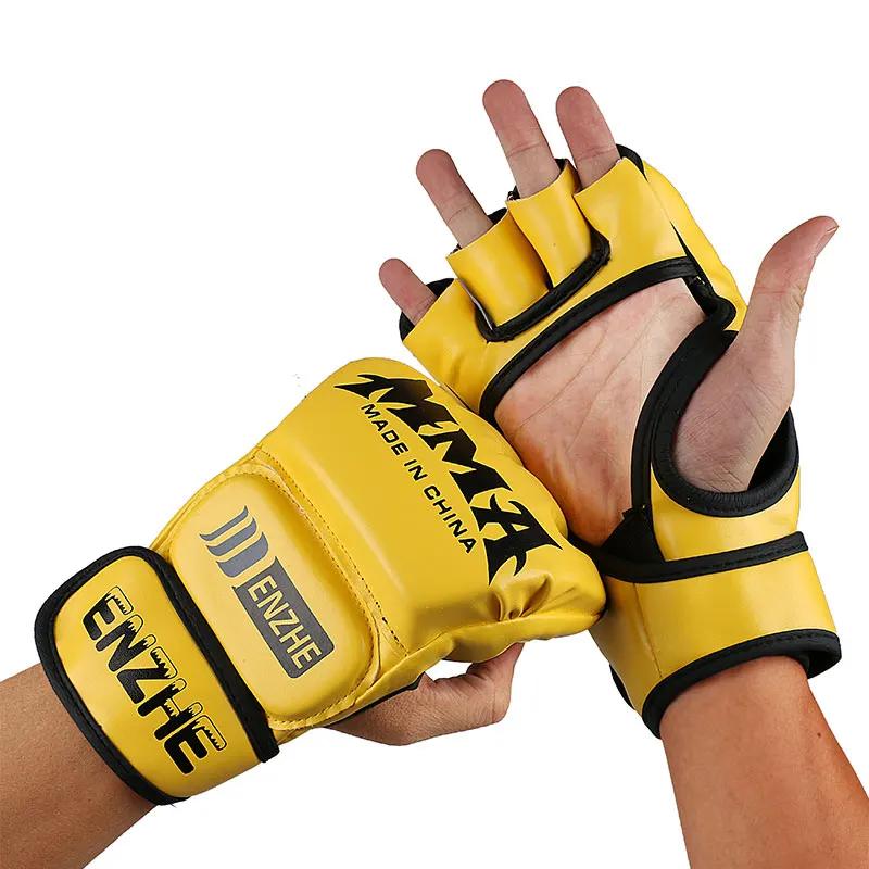 Luva mma de luta pu saco de boxe grosso meio dedo sanda taekwondo luvas de luta profissional equipamentos de treinamento tkd - Image 1