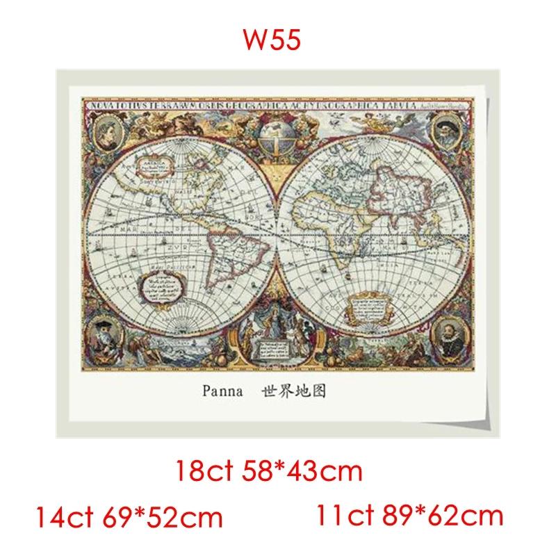 Kit Ponto Cruz com Pano Médio de Impressão, Pacote de Material Artesanal, Pintura Decorativa, Mapa do Mundo, 11CT - Image 1