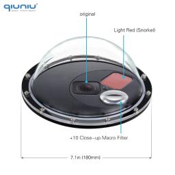QIUNIU-Porta Dome para GoPro Hero, filtro subaquático de 60m, comutável, caixa de mergulho impermeável, preto, gatilho, Go Pro Acessórios, 7, 6, 5 - Image 2