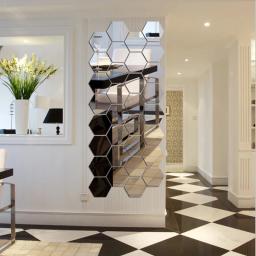 6/12 pçs diy 3d espelho adesivos de parede hexágono decoração para casa espelho decoração adesivo mural removível sala de estar decalque arte ornamento quente - Image 1