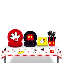 Kit decoração para festa infantil do mickey mouse, 8 pessoas, descartável, com prato, guardanapo, copo, toalha de mesa, utensílios para festa de aniversário - Image 3