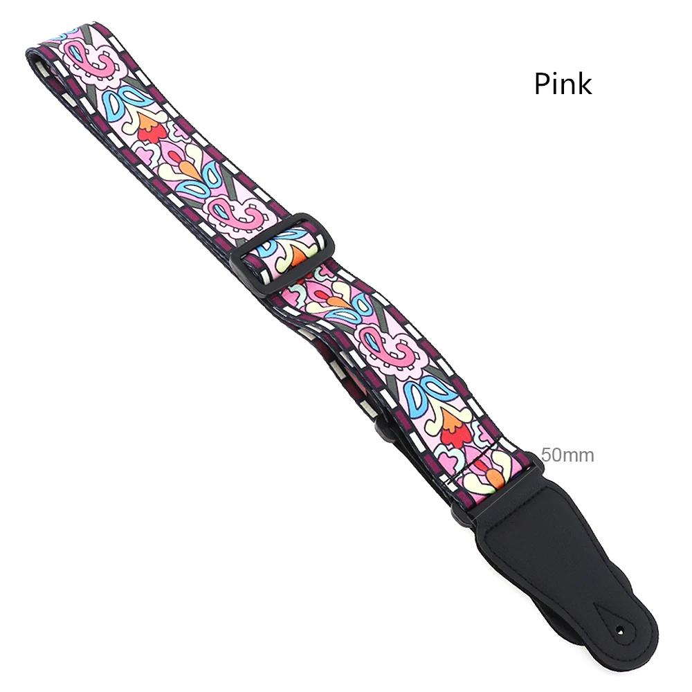 Correia de guitarra ajustável, acessórios de guitarra com estilo nacionais padrão flores 3 cores opcionais para guitarra/baixo - Image 1