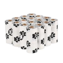 Impressão de pata branca 100% sacos de cocô de cão compostable terra amigável vegetais-baseado resíduos sacos recarga rolos para distribuidor - Image 2
