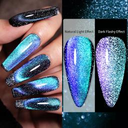 Lilycute 7ml 9d gato reflexivo gel magnético unha polonês conjunto com ímã vara gel preto fluorescente brilho unha gel polonês - Image 3
