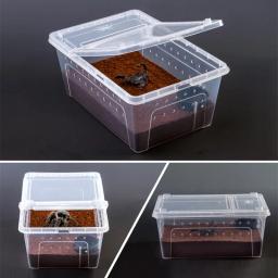 Grande caixa de répteis com tigela de alimentação, plástico transparente inseto terrário, animais de estimação, reprodução Food Feed Box - Image 3