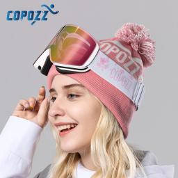 Copozz profissional óculos de esqui de inverno magnético mudança rápida camadas duplas anti-nevoeiro óculos de snowboard das mulheres dos homens equipamentos de esqui - Image 6