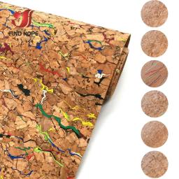 1pc 20cm * 120cm natural cortiça madeira couro tecido impresso colorido arco artesanato saco sapatos material rolo diy - Image 1