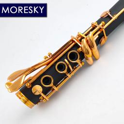 Moresky-E111 Bb Clarinete, Laca Dourada, 17 Chaves Sib, Preto - Image 5