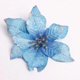 Natal glitter 20 peças ornamento de árvore de natal enfeites de flores artificiais de natal casamento ornamentos de casamento azul - Image 2