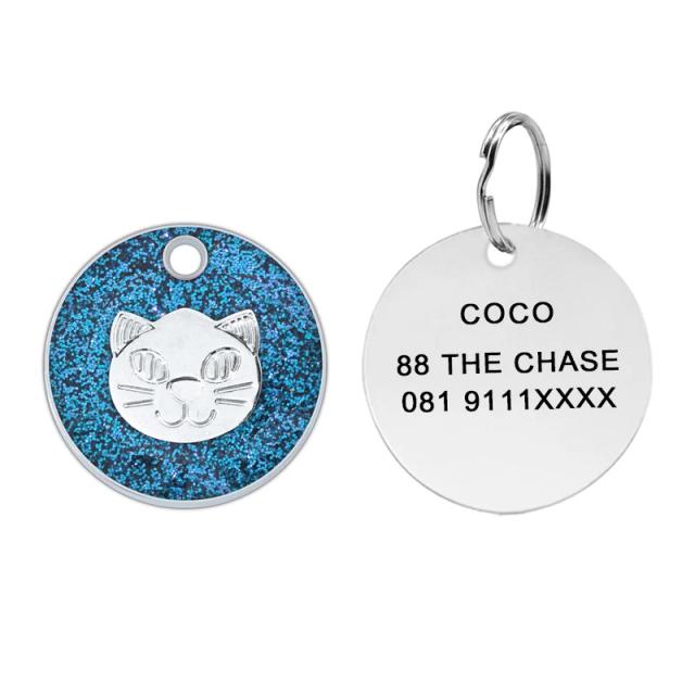Etiqueta personalizada de identificação em metal para gatos e cães com gravação a laser e recurso anti-perda