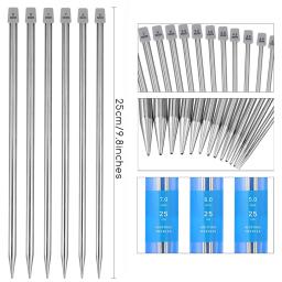 Agulhas de tricô de aço inoxidável para camisola, conjuntos de gancho de crochê reto, 22PCs, 2mm-8mm, 25 cm, 35cm - Image 3