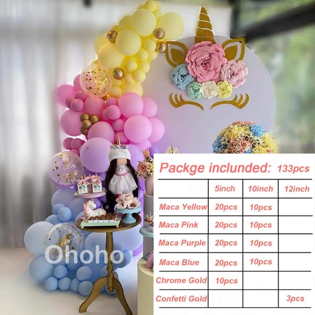 Conjunto Completo de Balões Arco-Íris para Decoração de Festas com 133 Peças - Ideal para Aniversários, Chá de Bebê, Unicórnio e Muito Mais