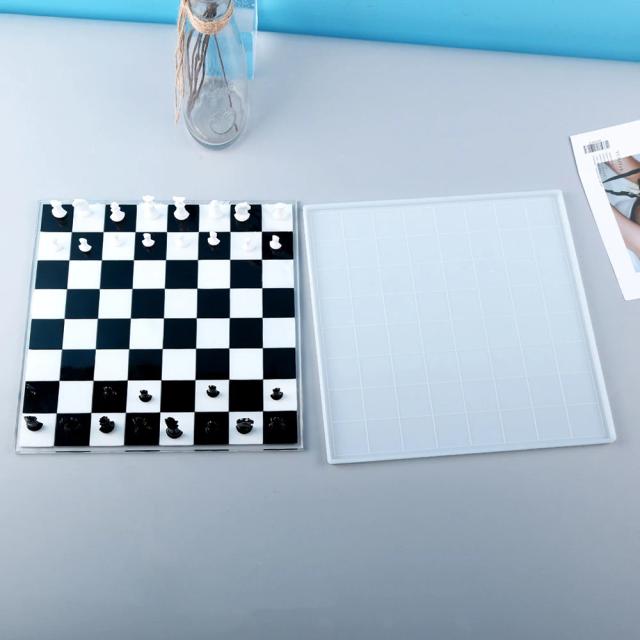 Moldes de Silicone para Artesanato DIY: Placa de Xadrez em Resina, Moldes Pequenos e Epóxi UV para Fazer Jóias