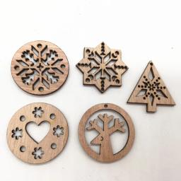 20 pçs enfeites de natal de madeira inacabado para diy arte artesanato ornamentos esculpidos em madeira para festa em casa decorações penduradas - Image 4