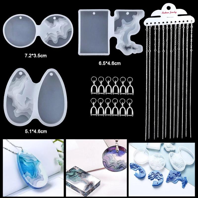 Kit De Moldes De Silicone Com Suprimentos De Resina Epóxi, Flores Secas, Flocos De Folha, Cordão De Colar, Ganchos Brinco, Fazer Jóias DIY - Image 1