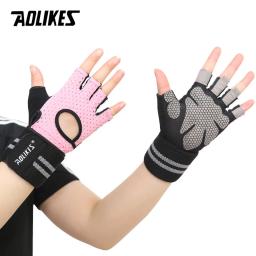 Luva de academia aolikes, luvas de silicone antiderrapante para academia, levantamento de peso, com envoltório para o pulso, para treino de crossfit, para homens e mulheres - Image 3