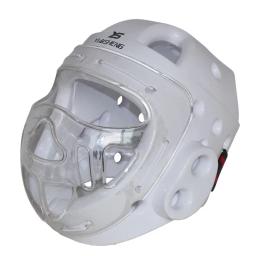 Branco Karate capacete de segurança com guarda transparente, lutando protetores de cabeça, luta boxe, taekwondo, fitness chapelaria, novo - Image 3