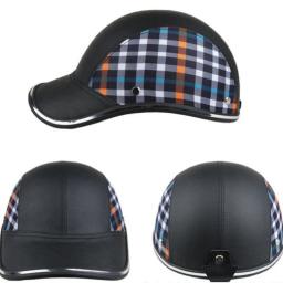 Boné de segurança ajustável de couro, capacete de beisebol para ciclismo, proteção solar ao ar livre, veículo elétrico, capacete protetor de bicicleta - Image 4