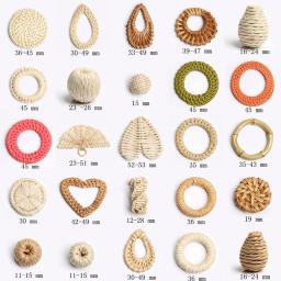 Palha De Milho Natural Tecido Pingente para DIY Fazer Brincos, Charme De Rattan, Trança De Bambu Artesanal, Acessório De Jóias, 11-49mm, 2-5 Pcs - Image 2