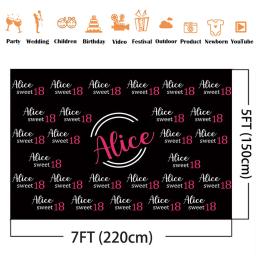 Doce 16 18 adereços para festa de aniversário com logotipo, fundo personalizado, repetição e passos, fófone preto, foto, fotozona, cenários, adereços, papel de parede - Image 2