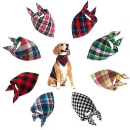 Bandanas do cão grande lenço do animal de estimação bandana para o cão algodão xadrez lavável laço colar gato filhote de cachorro triangular cachecol bib acessórios do cão - Image 1
