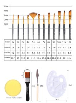 Conjunto de pincéis de aquarela de nylon, 17 peças, materiais de arte para pintura, com paleta de óleo e pincel de embalagem - Image 3