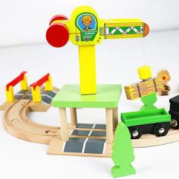Conjunto de trilho de trem ferroviário de madeira, acessório de estação de trem com túnel adequado para todas as marcas, brinquedos educativos de trilhos de madeira para crianças - Image 6