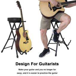 BATESMUSIC-Assento de guitarra com almofada acolchoada, ergonômico e Fold-out Stand, apto para guitarras acústicas e elétricas - Image 3