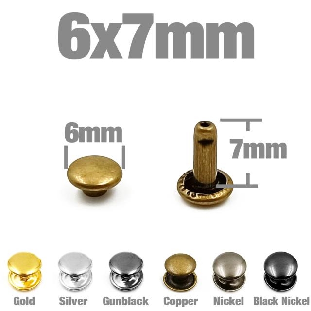 100 Conjuntos Rebites Duplos Metal 5-12mm Ponta Redonda DIY Couro Bolsas Cintos