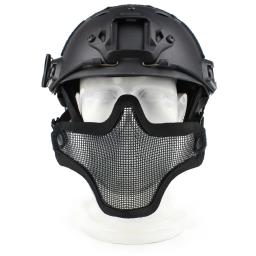 Nova caça tiro militar meia face máscaras malha de metal respirável adaptar ao capacete rápido - Image 6