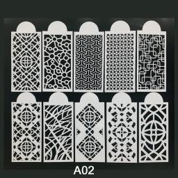 Estêncil de pintura para scrapbook, 10 peças, estêncil para decoração de parede do piso, do bolo, azulejos e decoração de artesanato - Image 1