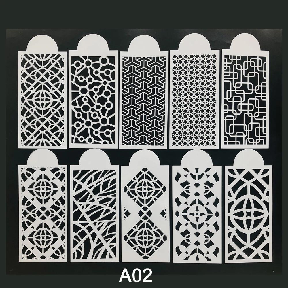 Estêncil de pintura para scrapbook, 10 peças, estêncil para decoração de parede do piso, do bolo, azulejos e decoração de artesanato - Image 1