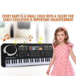 Teclado de piano eletrônico para crianças, órgão com microfone, adesivos, brinquedos educativos, instrumento musical, presente para iniciantes, 61 teclas - Image 4
