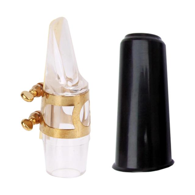 Kit Portátil de Boquilha de Cristal Chato para Alto Saxofone com Clipe e Palheta - Acessórios Transparentes para Músicos