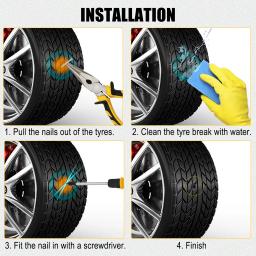 Kit de ferramentas de reparo do pneu carro auto bicicleta pneu vácuo prego conjunto motocicleta scooter filme de borracha prego para tubeless studding punctura plug - Image 6
