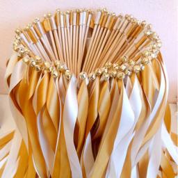 Varinhas de fita colorida para decoração do casamento, Vara com sinos, 50pcs por lote - Image 4