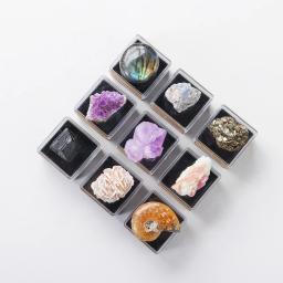 Caixa de presente para coleção de pedras minerais, 9 tamanhos de cristal natural granulado, ametista de quartzo, pedra de energia saudável, caixa de presente - Image 6