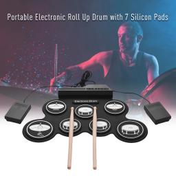 Conjunto de Bateria Eletrônica Digital, Tamanho Compacto USB, Bateria de Silicone Dobrável, Bateria 7-Pad, Kits de Bateria com Baquetas, Pedais - Image 5