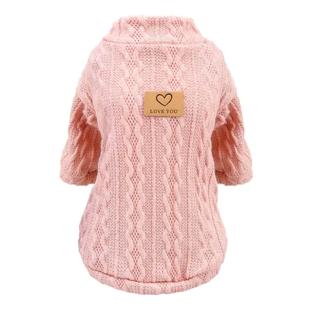Suéter Rosa de Malha para Gatos e Cachorros - Roupa Fofa para Filhotes no Outono e Inverno