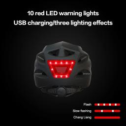 Capacete de ciclismo, de bicicleta, mtb e estrada, moldado integralmente, com luz de led, reflexivo, eps + pc, para esportes ao ar livre - Image 3