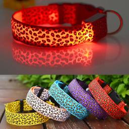 Leopard levou coleira luminosa, ajustável, brilhante, para animal de estimação, segurança noturna, nylon, brilhante - Image 5