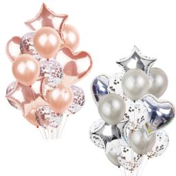 Balão multi-confete com 14 unidades, para festa de feliz aniversário de hélio, rosé gold para menino e menina, chás de bebê, artigos para festas - Image 1