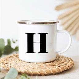 Canecas com estampa de letras, xícaras criativas de café, chá, bebidas, sobremesa, café da manhã, copo de leite, canecas esmaltadas, alça, presentes para crianças e amigos - Image 2