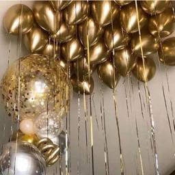 Balões metálicos dourados e brilhantes, balões de látex com confete para decoração de festa de aniversário, globos para adultos e crianças, suprimentos de festa de páscoa com 12 peças - Image 2