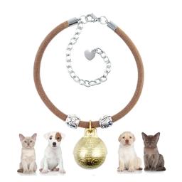 Coleira de couro de vaca e gato, colar de aço inoxidável com sino de cobre feito à mão, acessório para filhotes pequenos e médios - Image 1