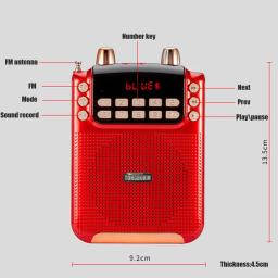 Alto-falante com TF USB, Gravação de Som FM, Falante Megafone, Amplificador De Voz, Guia De Ensino, 3 18650 Bateria, Bluetooth, 10W - Image 2