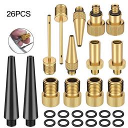 Cobre bicicleta válvula adaptador conjunto, ciclismo bomba, bicicleta pneu bomba, Inflator Acessório Kit, novo, 20 pcs, 26pcs - Image 4