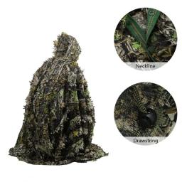Ghillie capa de folhas 3d de caça, roupas de camuflagem respirável para observação de pássaros, poncho à prova de vento para sniper airsoft gear - Image 4